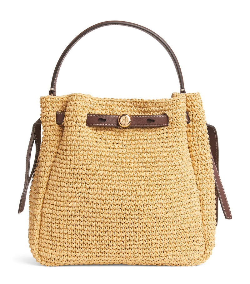 Tory Burch Romy bucket bag in raffia, UK version