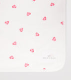 Rosa & Blue hearts baby blanket bamboo organic cotton - British product