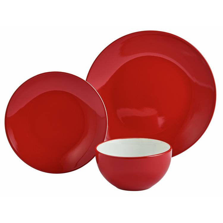Argos Home stoneware dinner set red 12 piece, imported from the UK