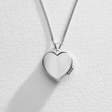 Moon & Back silver heart locket with cubic zirconia and chain - British product