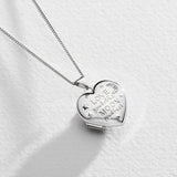 Moon & Back silver heart locket with cubic zirconia and chain - British product