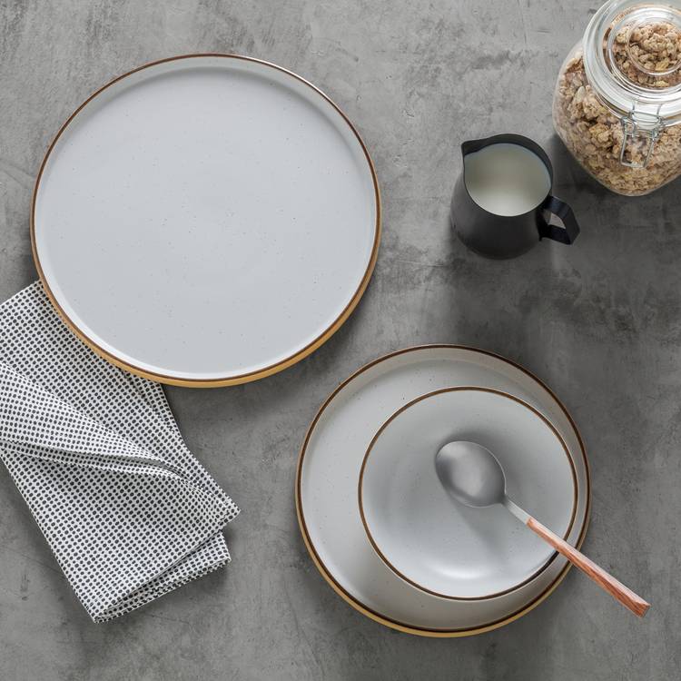 Habitat speckled mustard 12 piece dinner set - British product