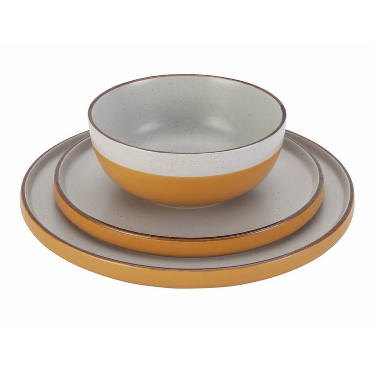 Habitat speckled mustard 12 piece dinner set - British product