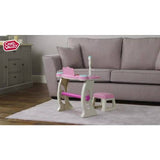 Chad Valley pink toy musical keyboard stand and stool, UK version