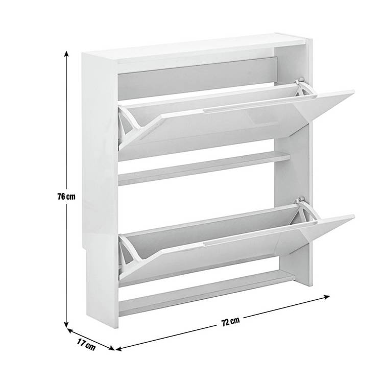 GFW narrow gloss white shoe cabinet for hallway storage (British brand)