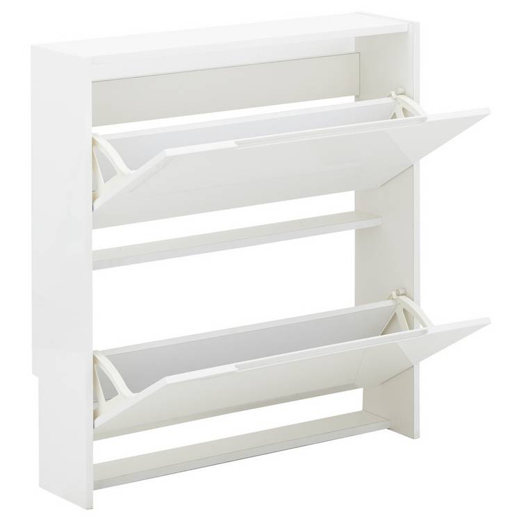 GFW narrow gloss white shoe cabinet for hallway storage (British brand)