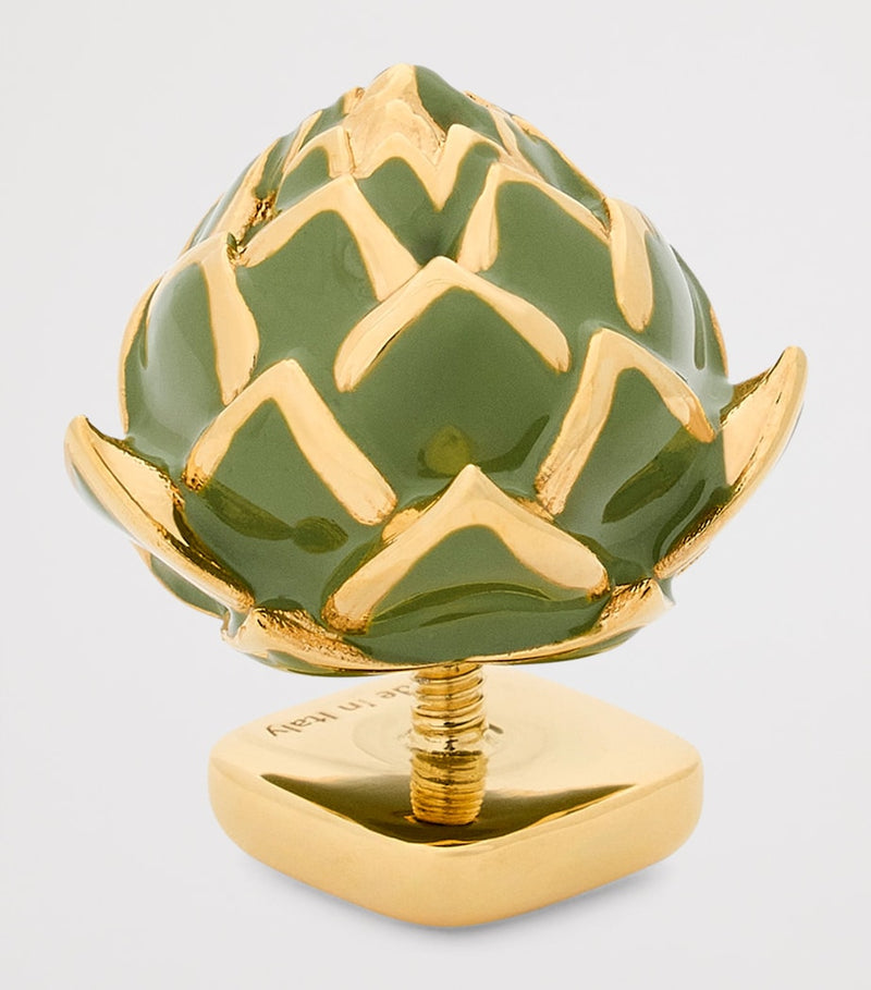 LOEWE artichoke pin with gold-tone brass, imported from the UK