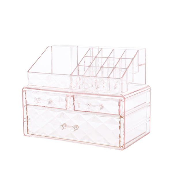 Livingandhome Plastic Tiered Makeup Organizer Pink, UK version