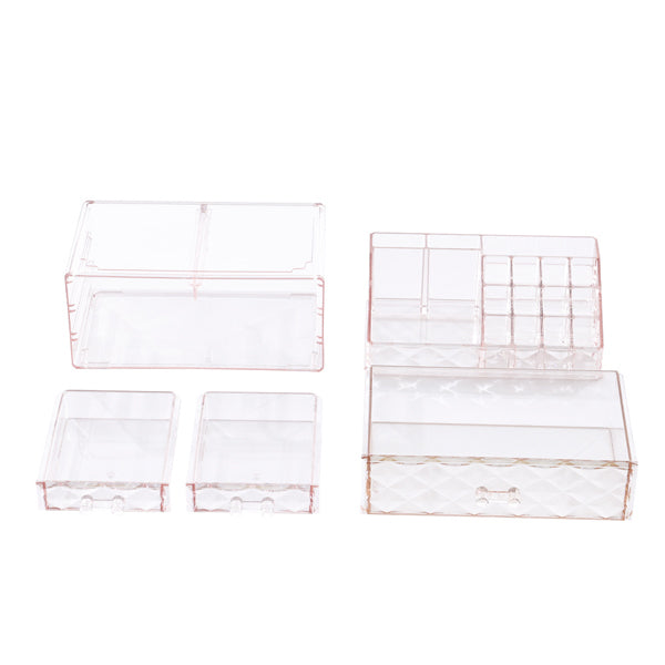 Livingandhome Plastic Tiered Makeup Organizer Pink, UK version