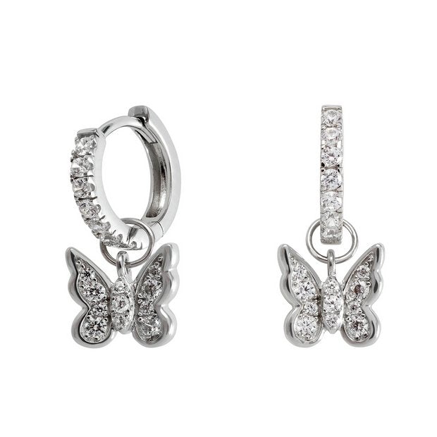 Revere sterling silver butterfly huggie hoop earrings (British brand)