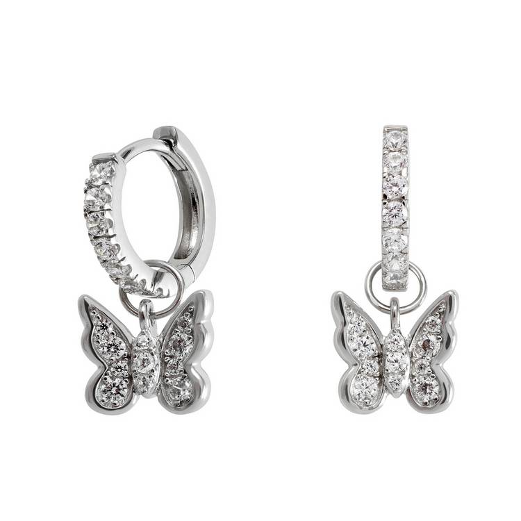 Revere sterling silver butterfly huggie hoop earrings (British brand)