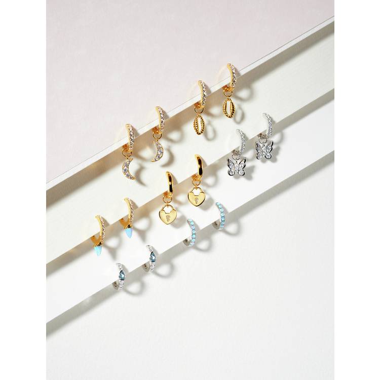 Revere sterling silver butterfly huggie hoop earrings (British brand)