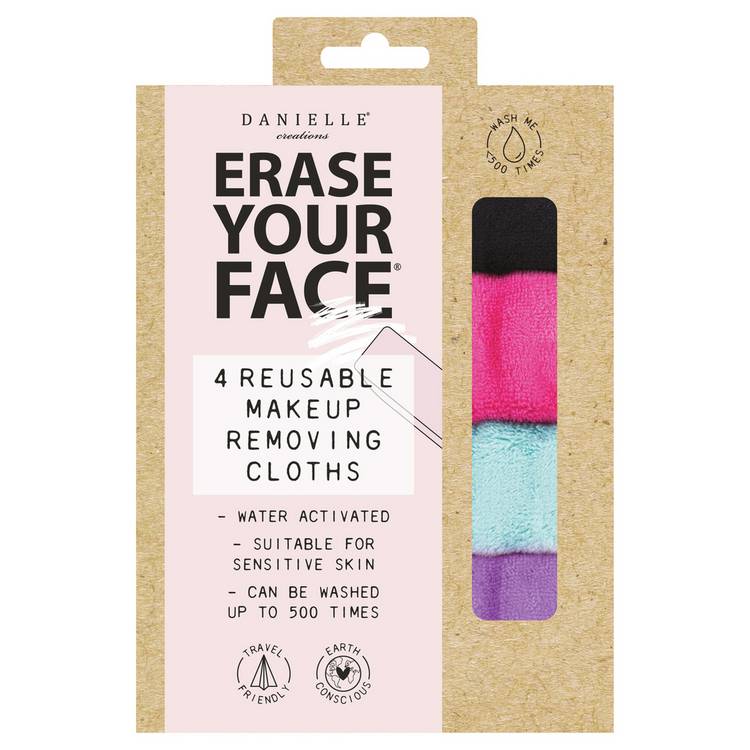 Erase Your Face reusable makeup remover cloths set of 4 - British product