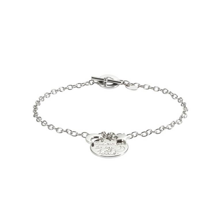 Moon & Back sterling silver bracelet I love you engraved 19cm - British product