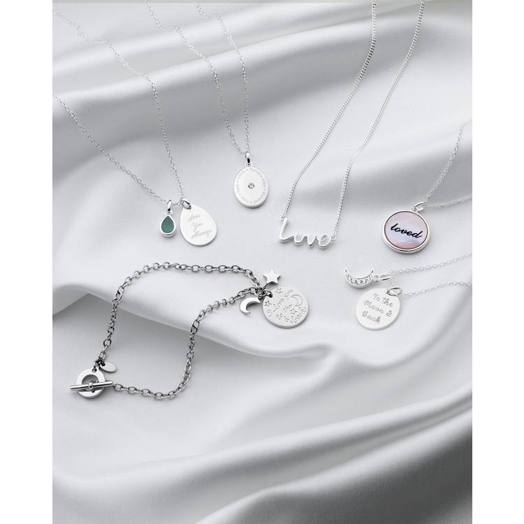 Moon & Back sterling silver bracelet I love you engraved 19cm - British product