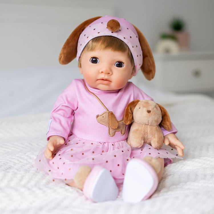 Tiny Treasures baby doll 44cm with puppy toy, UK version