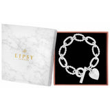 Argos Lipsy Silver Plated Textured Heart Charm T-Bar Bracelet- Buy online at McGrocer