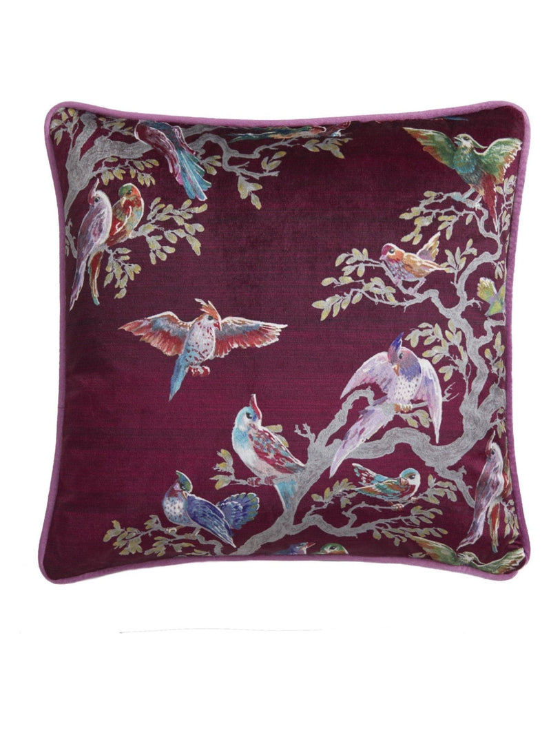 Laurence Llewelyn-Bowen pink velvet cushion Birdity Absurdity, UK version