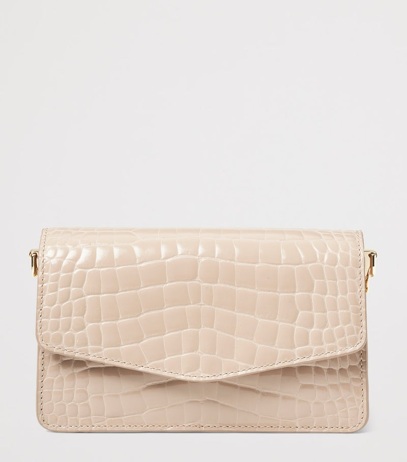 Aspinal of London croc-embossed leather Eliza clutch bag (British brand)