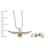 Harry Potter Snitch silver necklace and earring set (British brand)