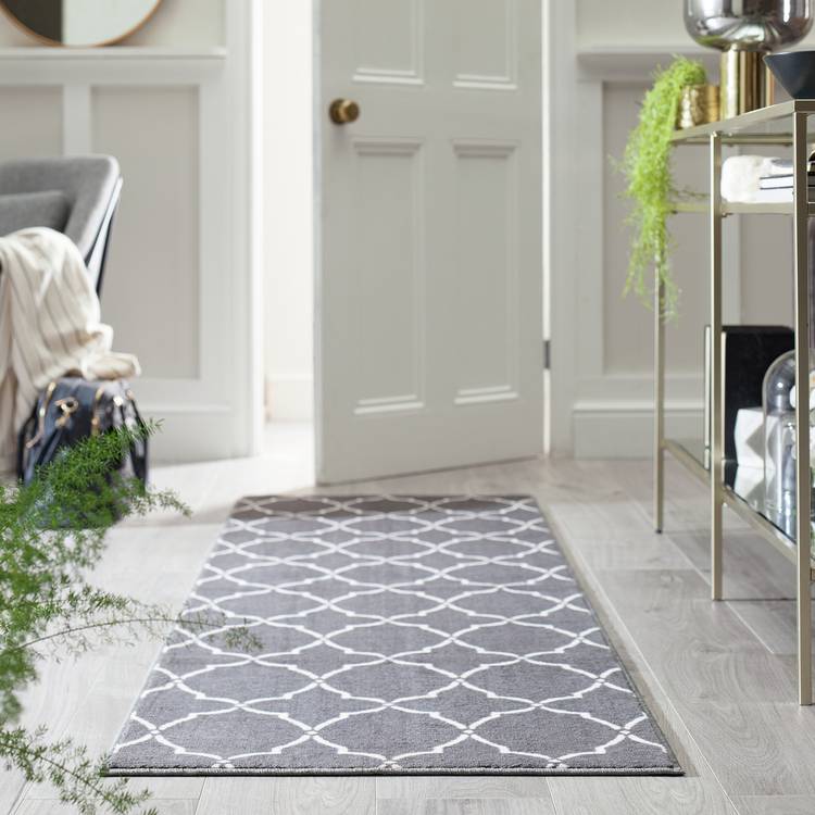 Argos Home trellis grey cut pile runner 66x200cm (British brand)