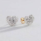 Revere 9ct gold crystal heart stud earrings 7.5mm (British brand)