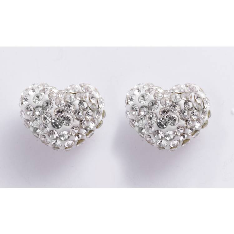 Revere 9ct gold crystal heart stud earrings 7.5mm (British brand)