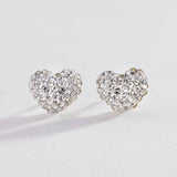 Revere 9ct gold crystal heart stud earrings 7.5mm (British brand)