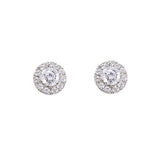 Revere 9ct white gold cubic zirconia halo stud earrings, imported from the UK