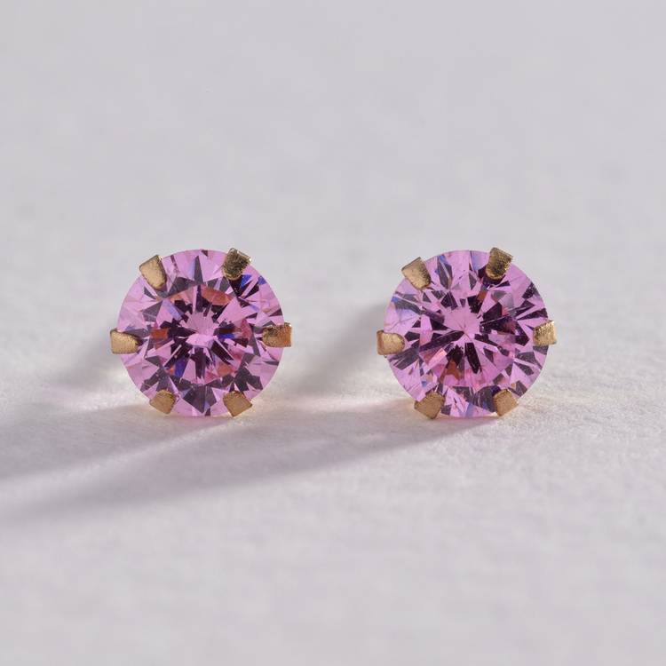 Revere pink cubic zirconia stud earrings 9ct gold (British brand)