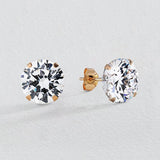 Revere 9ct yellow gold cubic zirconia stud earrings 8mm (British brand)