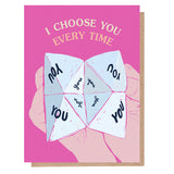 I Choose You greeting card origami fortune teller, UK version