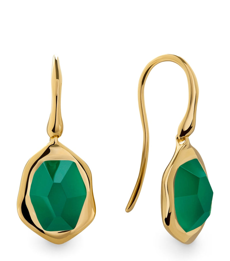 Monica Vinader gold vermeil onyx Odyssey drop earrings, imported from the UK