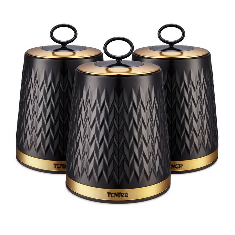 Tower Empire canisters black 1.3L set (British brand)