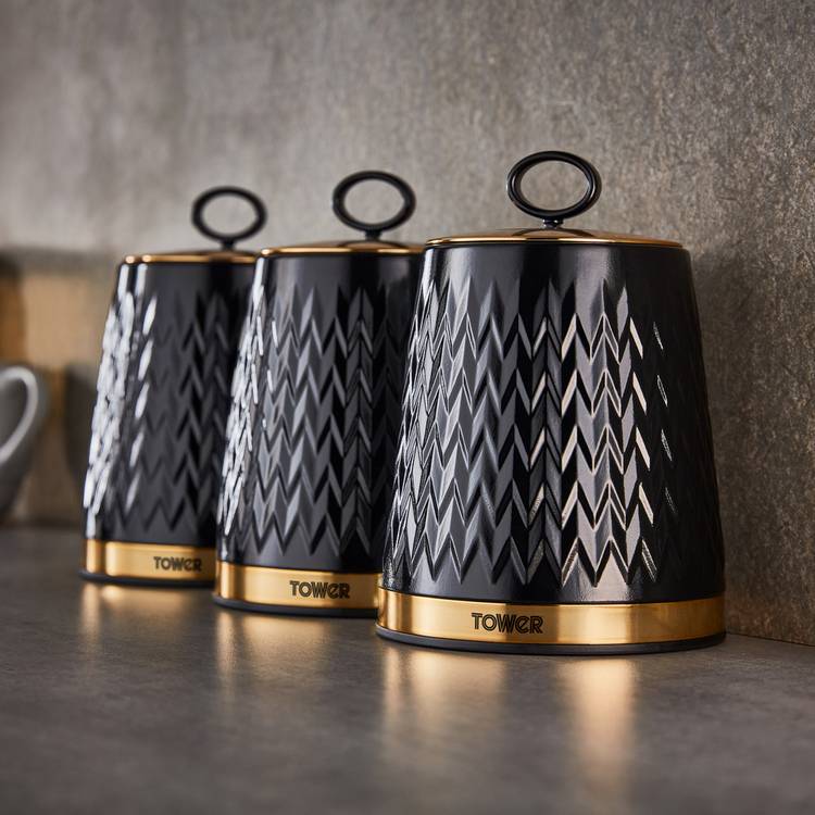 Tower Empire canisters black 1.3L set (British brand)