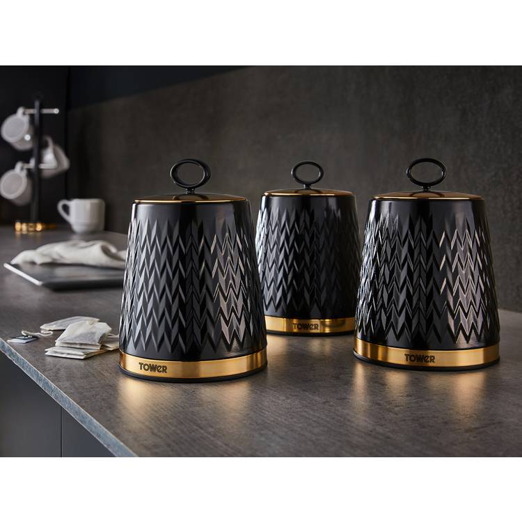 Tower Empire canisters black 1.3L set (British brand)