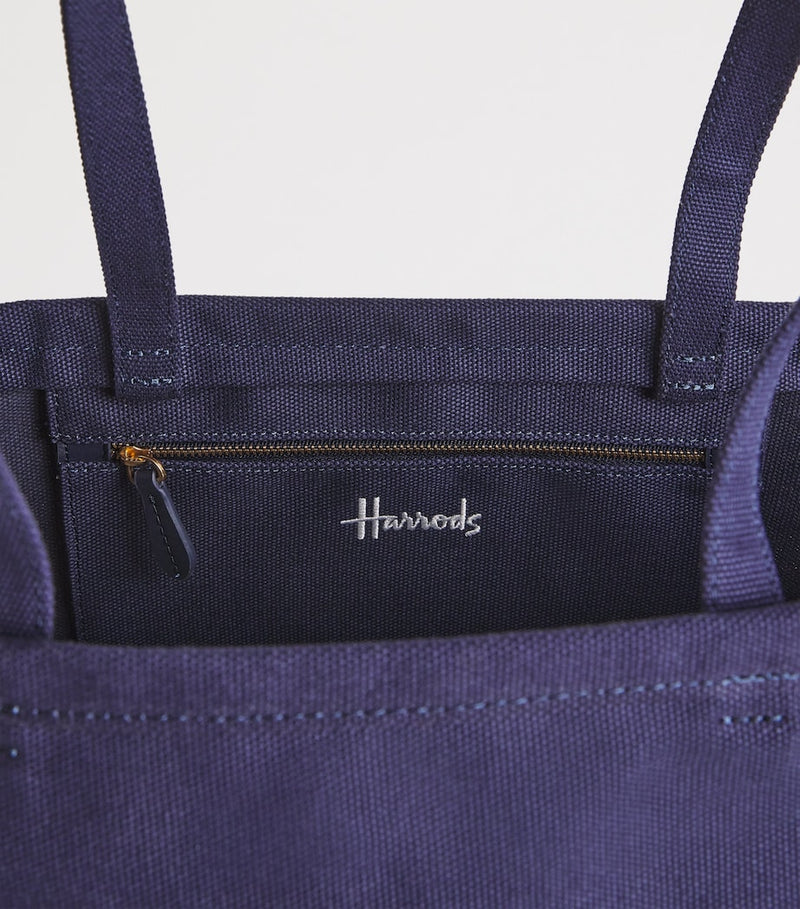 Harrods medium cotton embroidered logo tote bag, UK version