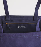 Harrods medium cotton embroidered logo tote bag, UK version