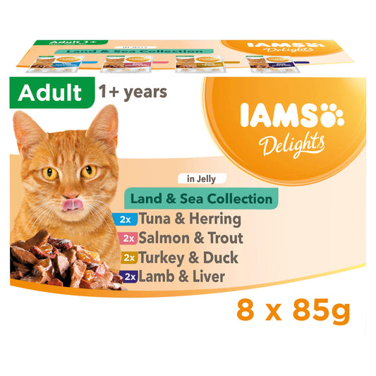 IAMS Delights Land & Sea Collection In Jelly Adult 1+ Years 8x85g GOODS Sainsburys   