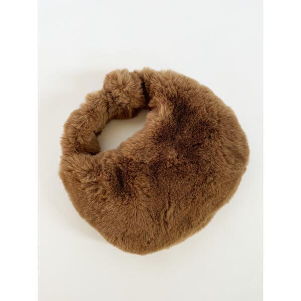 SVNX faux fur grab bag in brown - British product