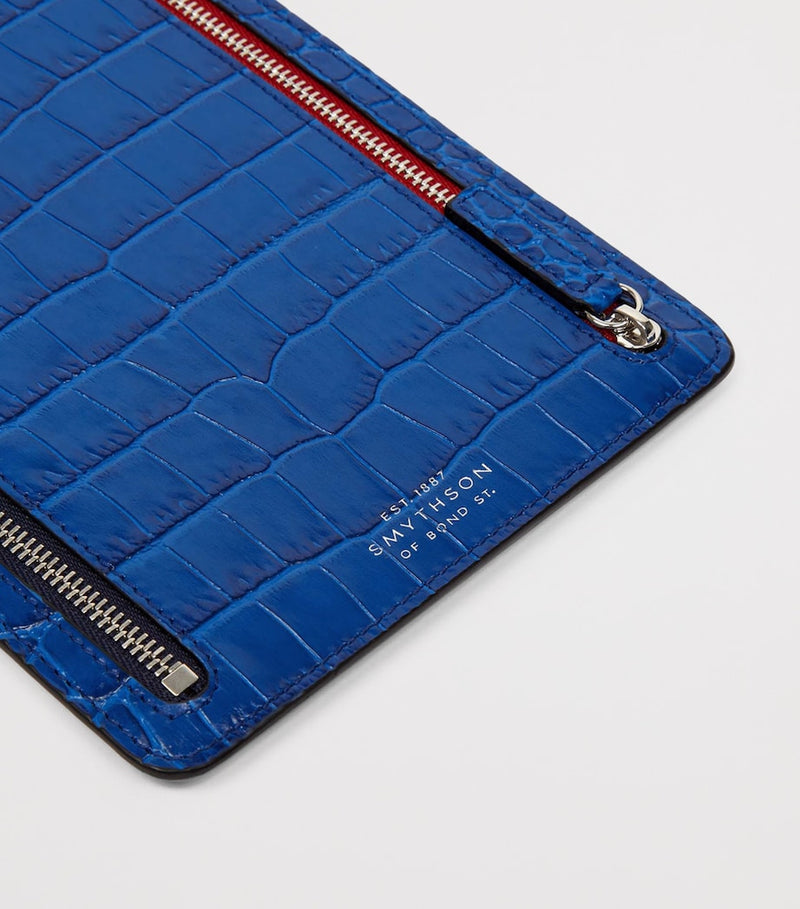 Smythson Panama multi-zip travel wallet calf leather, imported from the UK