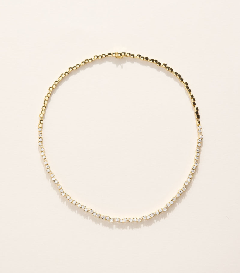 Suzanne Kalan diamond tennis necklace 18kt yellow gold, imported from the UK