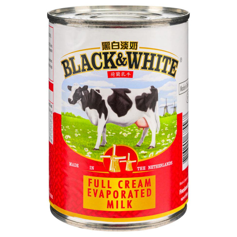 Black & White evaporated milk, imported from the UK