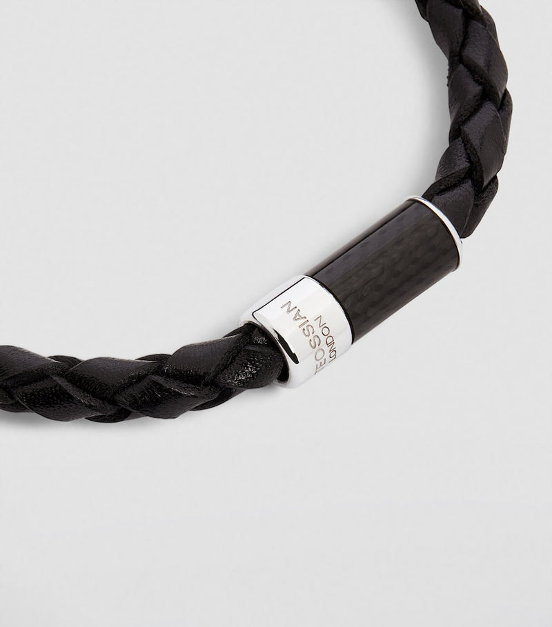Tateossian braided leather bracelet carbon fibre clasp - British product