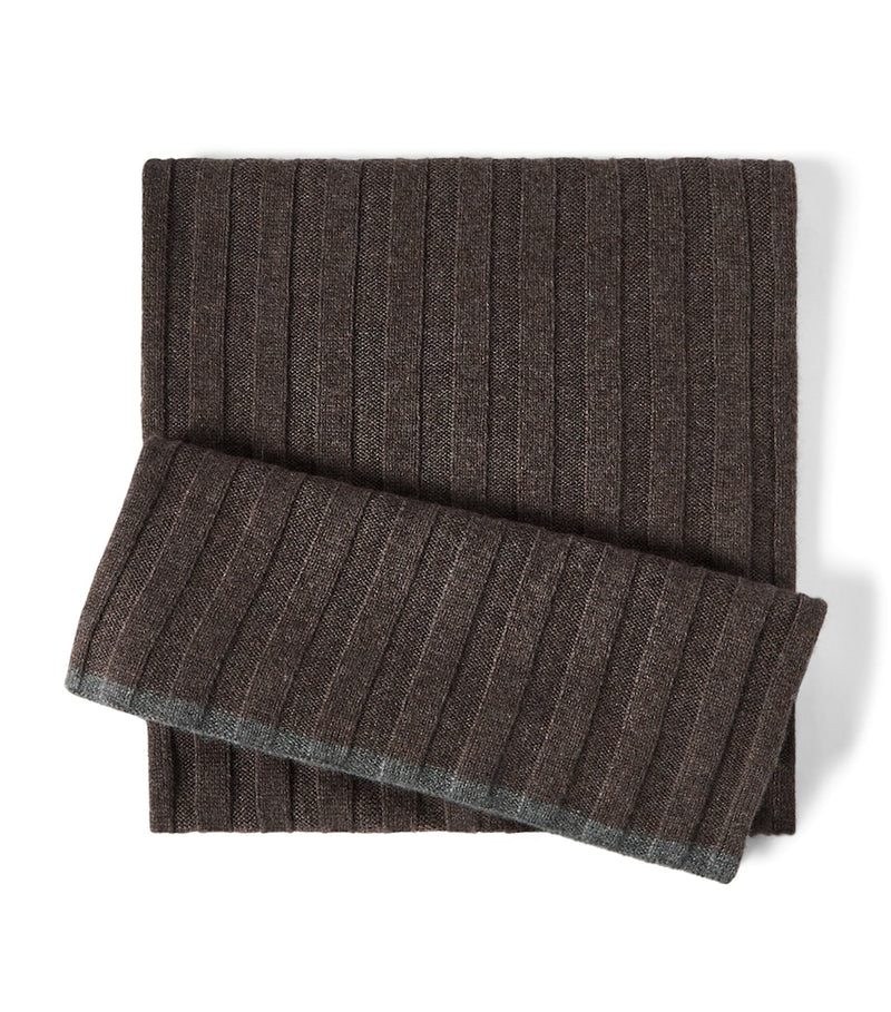 Brunello Cucinelli Kaschmir-Rippstrickschal 30x167cm, UK-Version