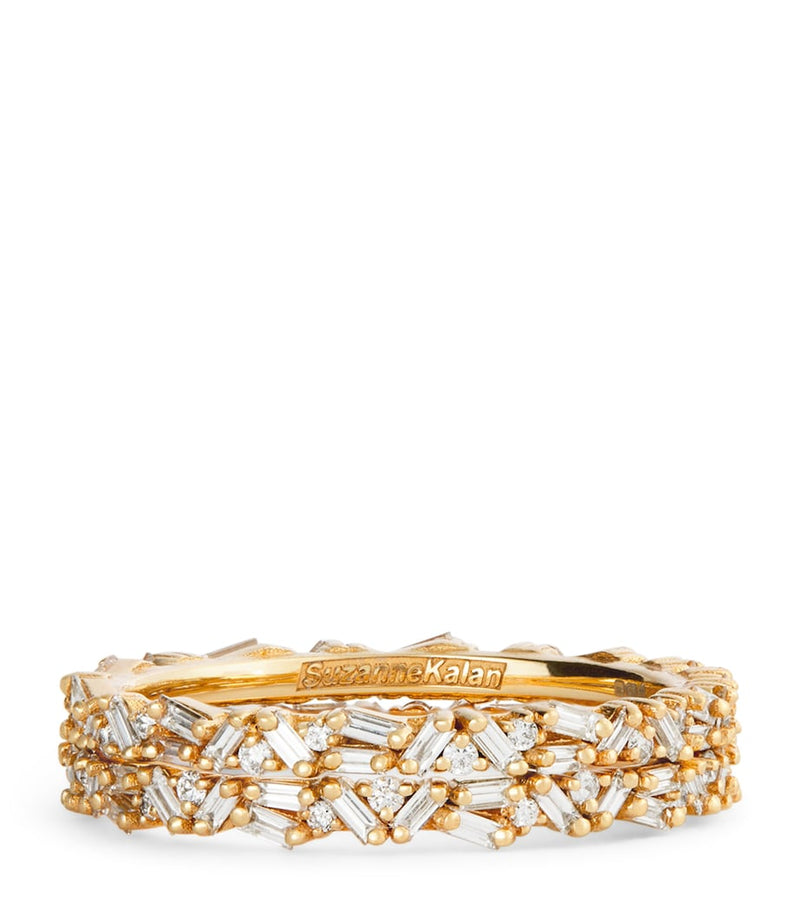 Suzanne Kalan yellow gold and diamond tech ring jackets size 8.5 (British brand)