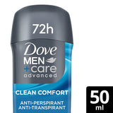 Superdrug Dove Men+Care Advanced Clean Comfort Anti-Perspirant Stick 50ml- Buy online at McGrocer
