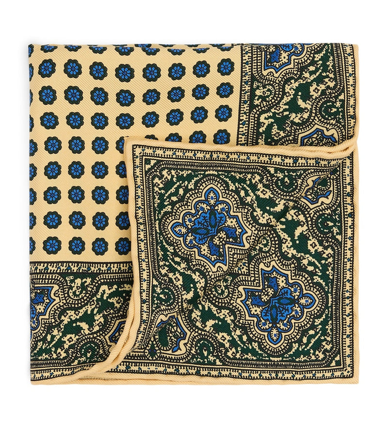 Dunhill mulberry silk printed pocket square 30cm, UK version