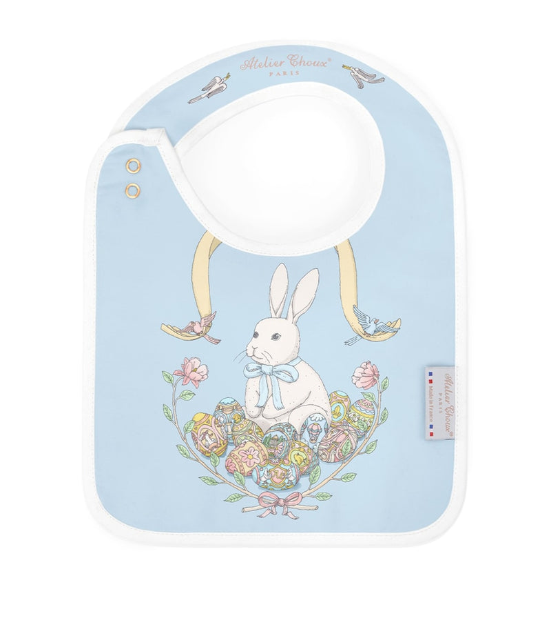 Atelier Choux organic cotton spring bunny bib - British product