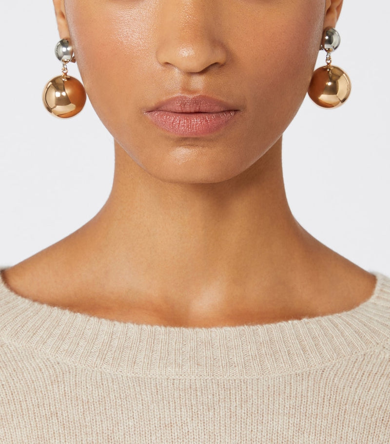 Weekend Max Mara Pasticcino bag earrings gold-tone orbs, imported from the UK